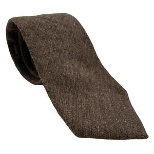 SUITSUPPLY Speckled Brown Neck Tie Silk Linen Cotton Blend 61" x 3.2"